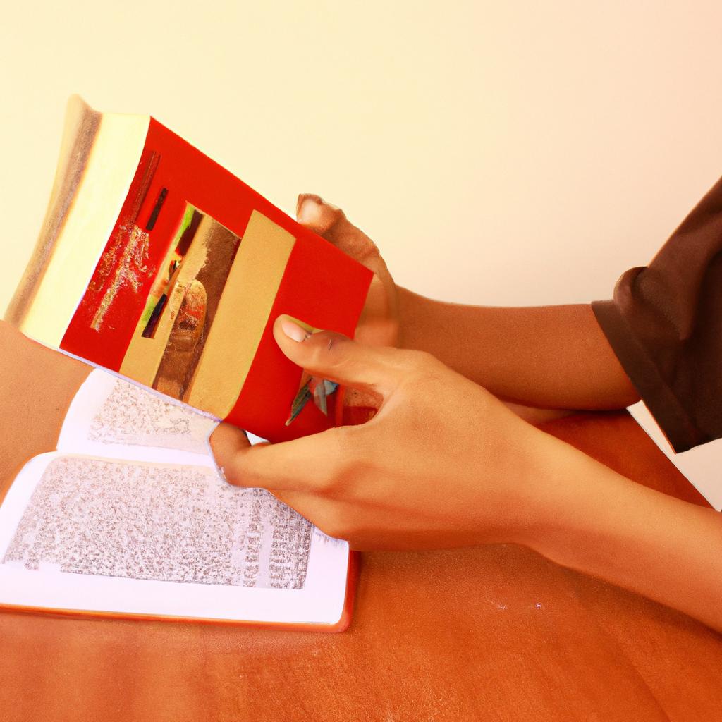 Person reading educational materials,