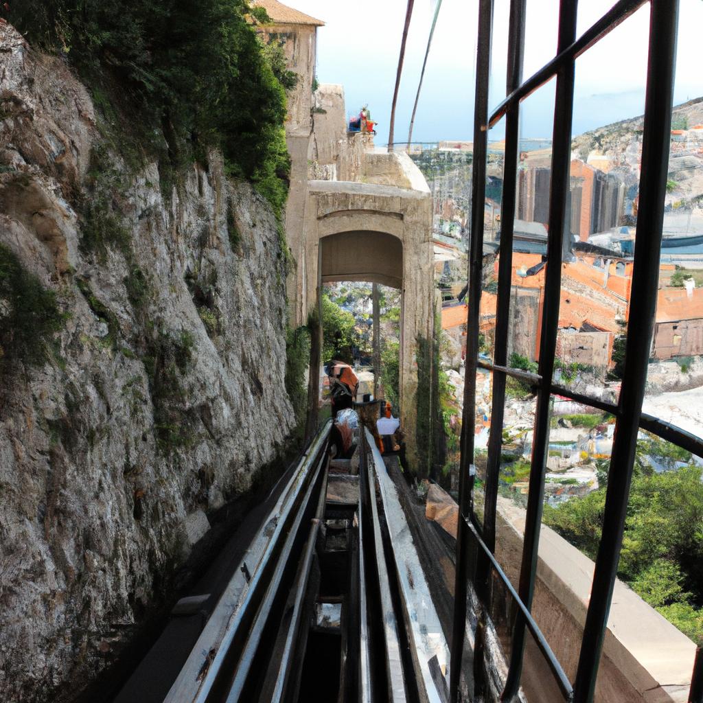 Person riding funicular in Monaco