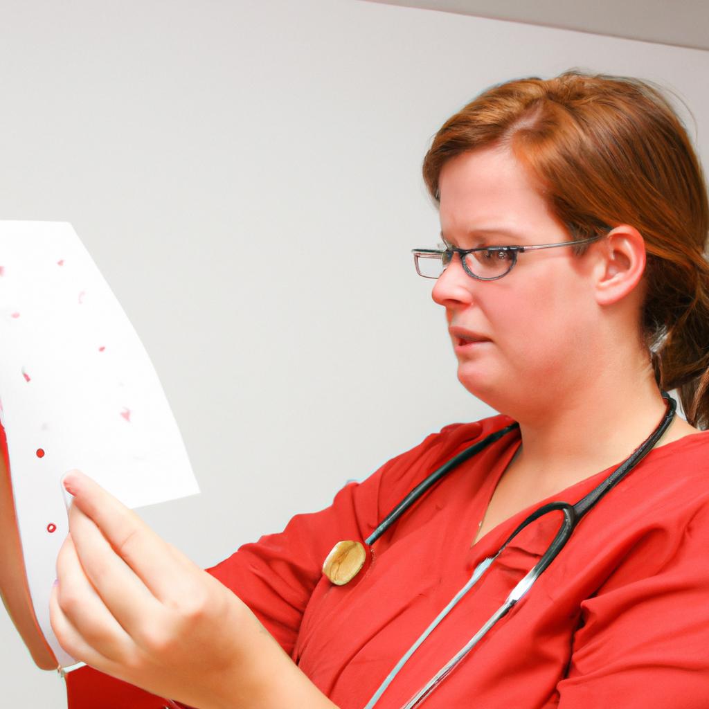 Healthcare professional examining patient's chart