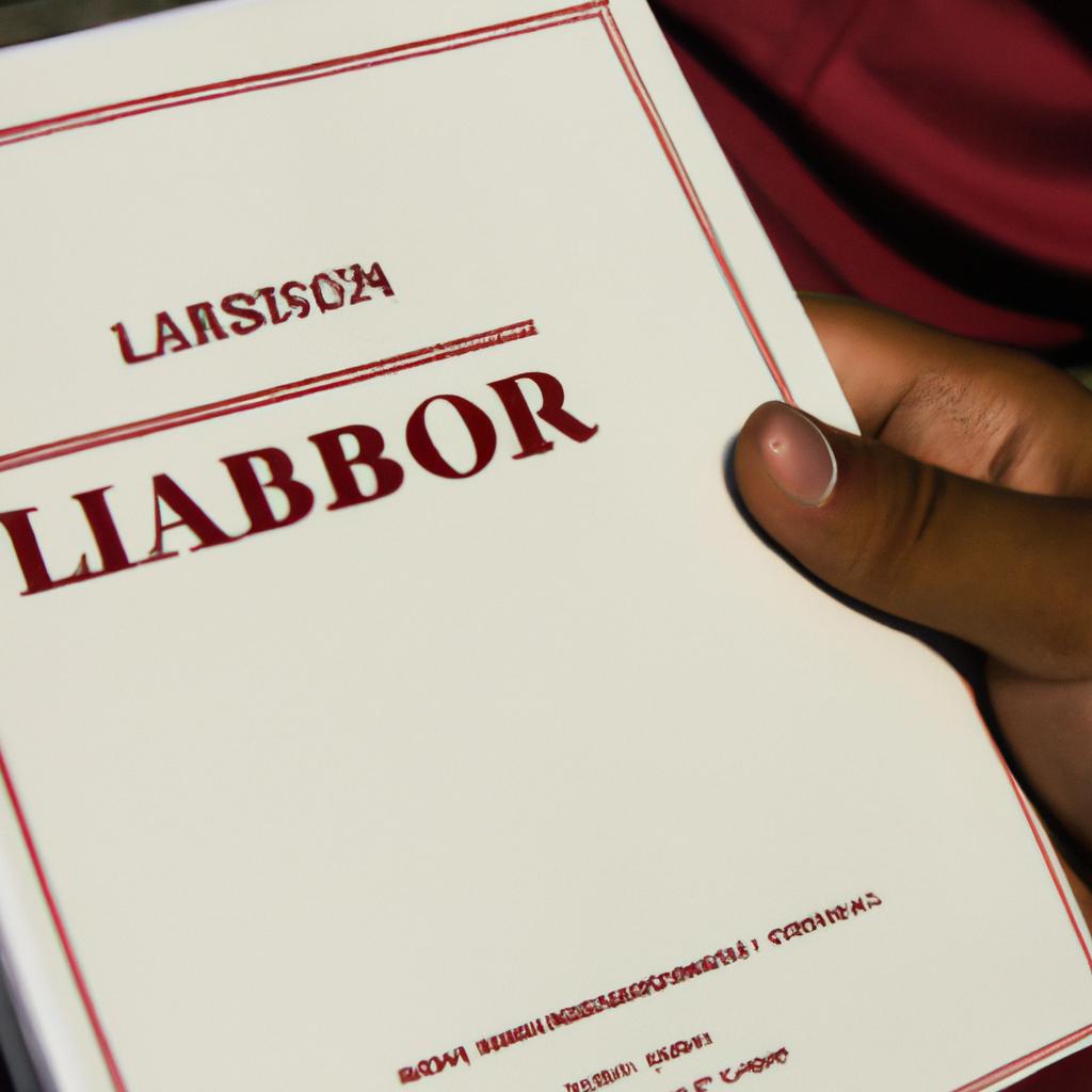 Person holding labor law document